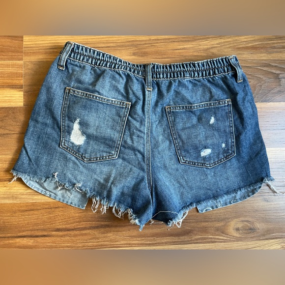 Aerie Women's Blue Bandana Distressed Cut-Off Daydream Denim Short M | Blue - Picture 5 of 5